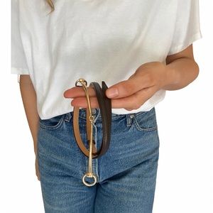 Vintage Gucci Tom Ford Era Brown Leather Horse Bit Belt with Gold Hardware